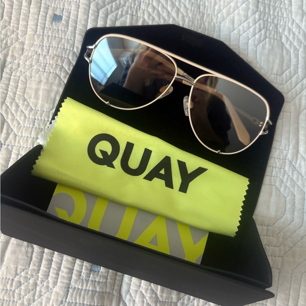 Quay Australia Silver Aviator Sunglasses
